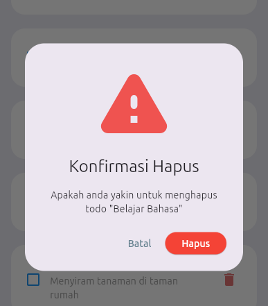 Dialog dengan data Todo