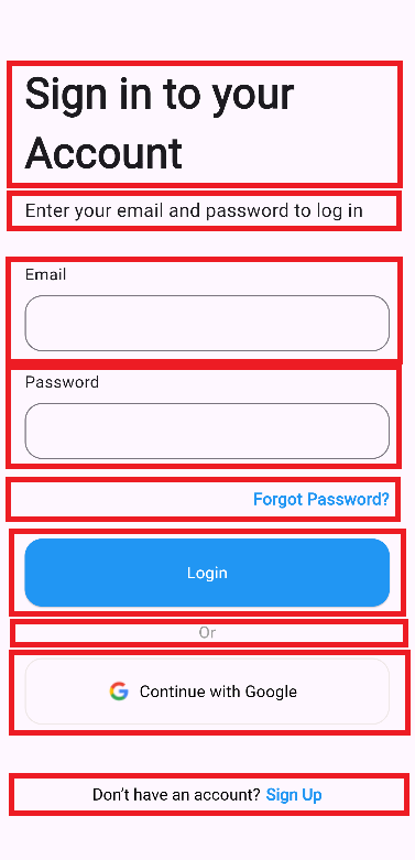 login screen grid