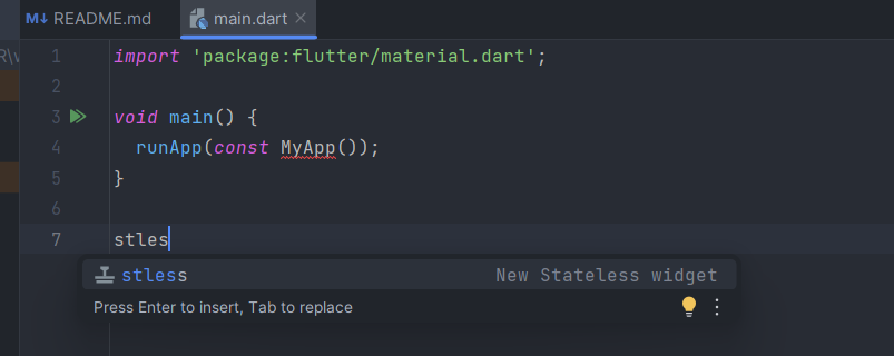 stateless widget snippet